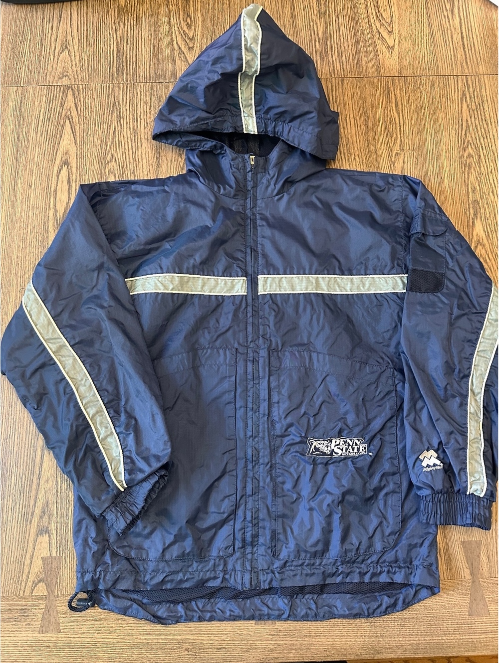 Youth Mighty Mac Penn State Sports Navy Blue Windbreaker Jacket XL